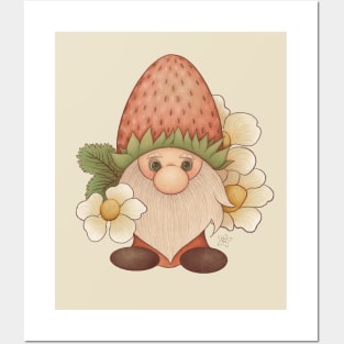 Woodland Gnome With Strawberry Hat Posters and Art